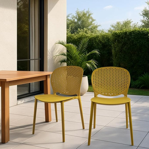 2xhome Patio Dining Chair | Modern Stackable Outdoor Pool Side Chair | Weather - Image 2