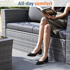 Wisteria Lane 4 Piece Patio Furniture Set, Wicker Outdoor Patio Conversation - Image 4