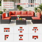 LEVELEVE 7 Pieces Outdoor Patio Furniture Sets, Rattan Conversation Sectional - Image 3