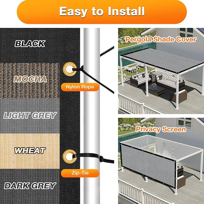 Artpuch Outdoor Pergola Shade Cover 11x23 FT Sun Shade Cloth - Image 5