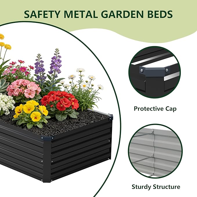 8x4x1 ft Galvanized Raised Garden Bed, Outdoor Planter Box Metal Patio Kit - Image 3