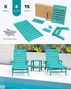 SERWALL Patio Chaise Lounge Chair, Poly Lounge Chair - Image 7