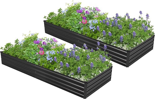 2PCS 7x3x1ft Galvanized Raised Garden Bed Kit, Galvanized Planter Raised Garden by Easllre