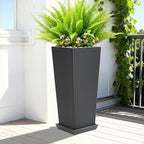 Set of 2 Tall Planters with Drainage Tray, 24 Inch Large Flower Pots - Image 5