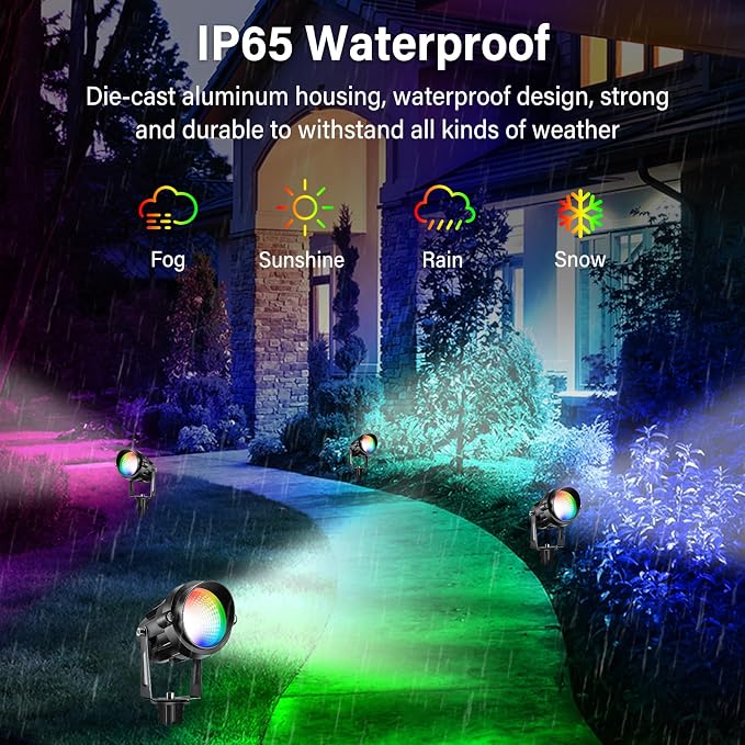 Christmas Spot Lights Outdoor Color Changing Landscape Spotlights, 12W RGBW LED - Image 4