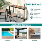 COSTWAY 3 Piece Outdoor Patio Bar Set, Metal Bar Table and Chairs Set - Image 7