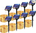 8 Pack Solar String Lights Outdoor, 640LED 264FT Waterproof 8 Modes Copper Wire by btfarmdecorativelighting