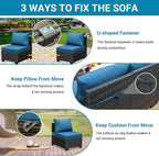Jing's Villa 2 Piece Outdoor Wicker Armless Sofa, Patio Rattan Sectional Sofa - Image 5
