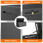 100 Gallon Resin Deck Box, Lockable Patio Outdoor Storage Box - Image 4