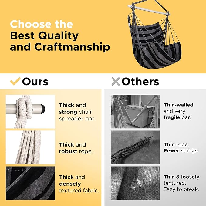 ADVOKAIR Hammock Chair Swing, Heavy-Duty Hanging Rope Swing Seat Supports 500 - Image 3