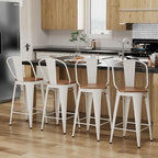 Alunaune 30" Swivel Metal Bar Stools Set of 4 High Back Counter Height - Image 6