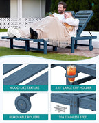 SERWALL Patio Chaise Lounge Chair Set of 4, HDPE Outdoor Lounge Chair - Image 5