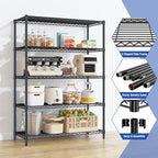 5 Tier Storage Shelves 71"H Wire Shelving Adjustable Metal Shelving, 1000LBS - Image 6