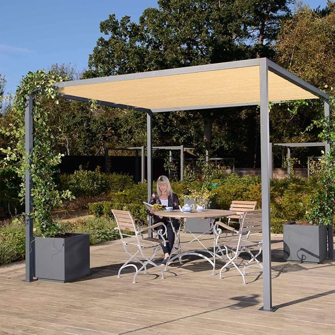 Eden's Decor Straight Flat-Edged Sun Shade Sail Rectangular 12' x 22' Beige - Image 6