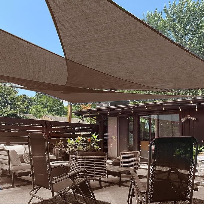LOVE STORY Custom Size 11'x11'x15.6' Brown Sun Shade Sail Right Triangle by LOVESTORY