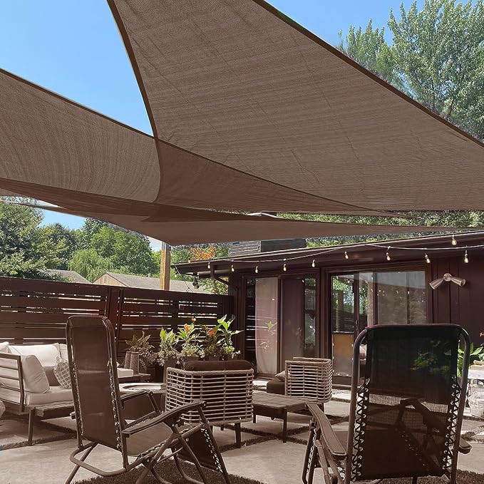 LOVE STORY Custom Size 17'x24'x29.4' Brown Sun Shade Sail Right Triangle by LOVESTORY