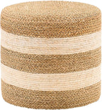 Handwoven Ottoman Pouf, Natural Seagrass Footstool, Round Braided Outdoor Seat by LGENHOOMHandwovenNaturalWaterHyacinthBasket