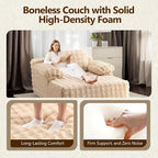 VINGLI Boneless Chaise Lounge Chair, Light Brown Oversized Reading Chair - Image 3