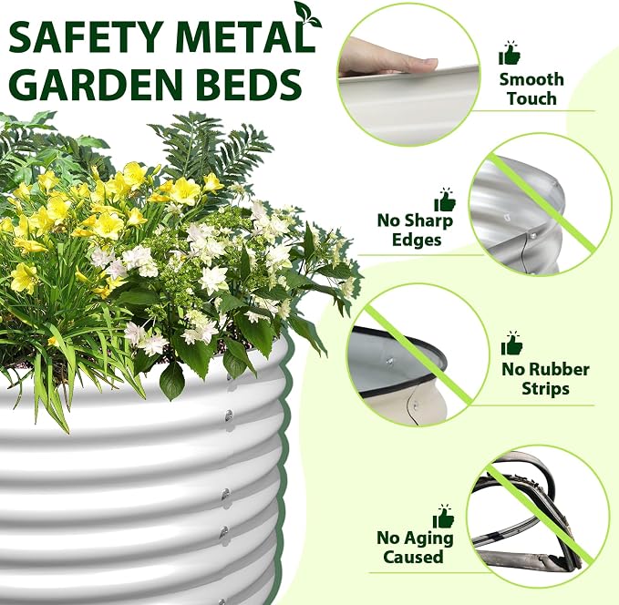 A ANLEOLIFE 2-Set 8X4X2 ft Galvanized Raised Garden Bed Kit, Oval Metal Deep - Image 7