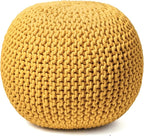 FRELISH DECOR Round Pouf Ottoman Hand Knitted 100% Cotton Pouf Foot Stool by FrelishDecor