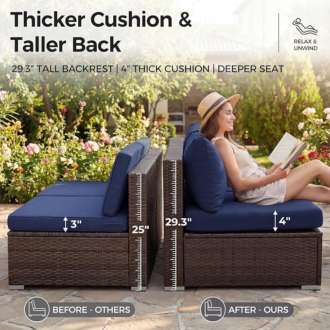 NICESOUL Large Size 9 Pcs Outdoor Patio Sectional Sofa Set - Image 7