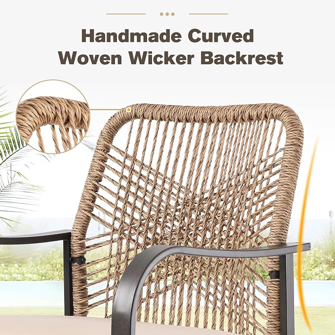 Patio Swivel Bar Stools Set of 2, Outdoor Rattan Height Bar Patio Swivel Chairs - Image 7