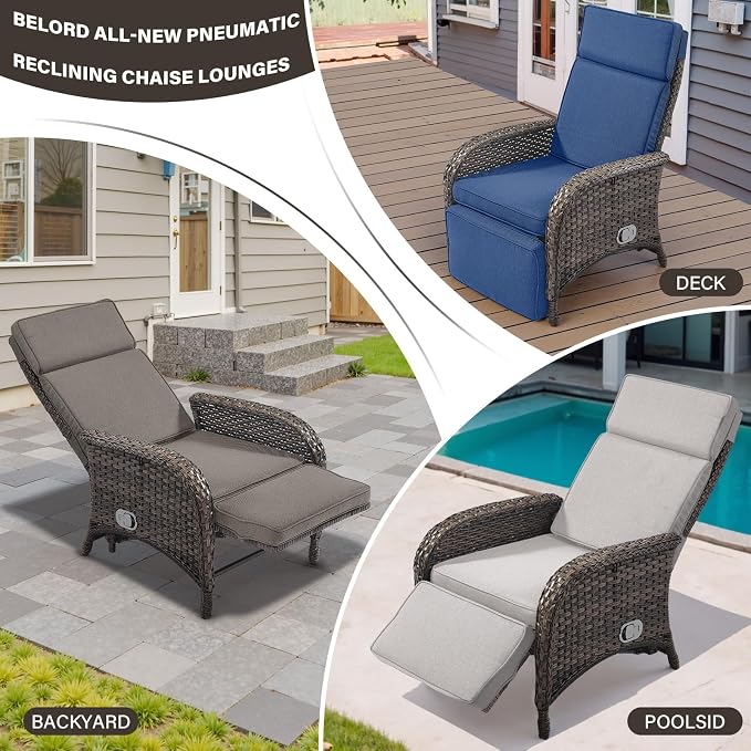 Belord Versatile Outdoor Recliner Chair Set of 3 - Image 7