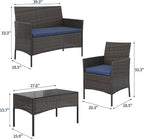 GAOMON 4-Piece Patio Furniture Set, Modern PE Rattan Conversation Set - Image 2
