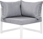 Modway Fortuna Aluminum Outdoor Patio Corner Chair in White Gray by Modway