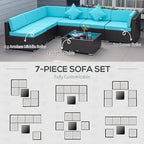 Outsunny 7-Piece Patio Furniture Sets Outdoor Wicker Conversation Sets All - Image 5