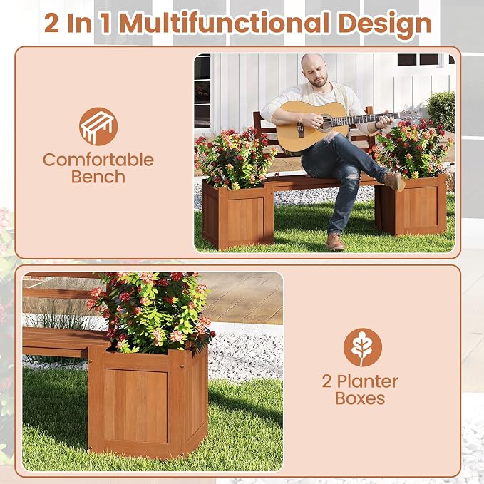Giantex 2-in-1 Outdoor Bench - Image 5