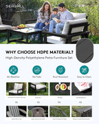 SERWALL HDPE Patio Conversation Set, 6-piece Sectional Outdoor Furniture Set - Image 3