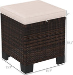 Outsunny 2 Pieces Outdoor Patio Ottomans, All Weather Wicker Outdoor Footstools - Image 3