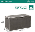 YITAHOME 100 Gallon Resin Deck Box, Weather Resistant Outdoor Storage Box - Image 6