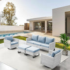 Belord Wicker Patio Furniture 5 Piece Outdoor Sofa Set, Oversize Outdoor Swivel by Belord