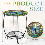 Outdoor Side Table Round Small Mosaic Patio Accent Indoor End Plant Coffee Tea - Image 3