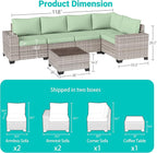 6-Piece Outdoor Patio Furniture Set Wicker Sectional Sofa Set, Patio - Image 4