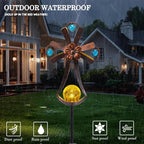 VCUTEKA Solar Garden Lights Cemetery Metal Flower Decor Colorful Solar Pathway - Image 5