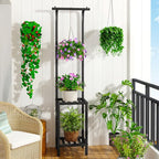 IBUYKE 67 Inch Tall Plant Stand Indoor Outdoor, 3 Tier Metal Hanging Plant Shelf - Image 8