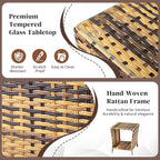 Wicker Rattan Side Table, Outdoor Square Rattan Coffee End Table - Image 5