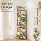 Bamworld Plant Stand Indoor Outdoor 11 Tier Tall Large Wood Plant Shelf Multi - Image 2