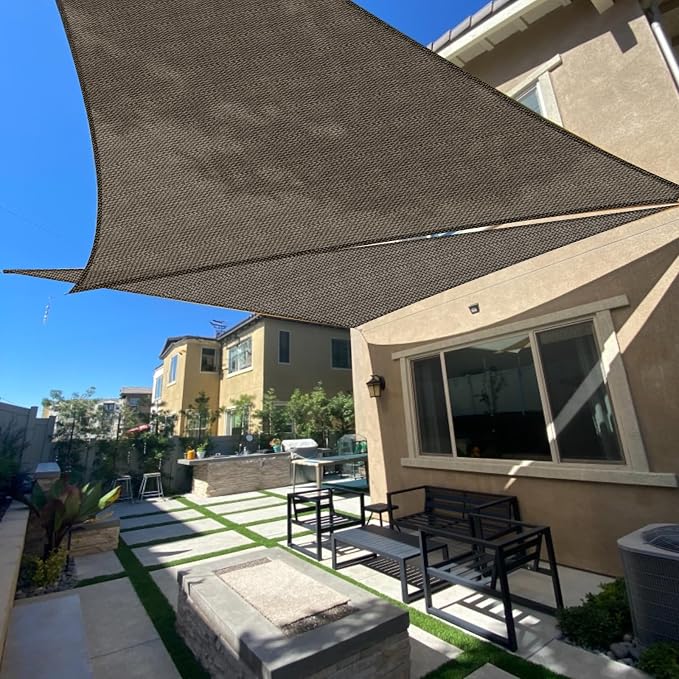 SUNLAX Sun Shade Sail 15' x 15' x 15' Brown Rectangle Canopy Sail Shade Cover by SUNLAX