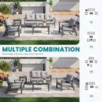 7-Piece HDPE Patio Furniture Set, Outdoor Sectional Sofa Set, All Weather - Image 8
