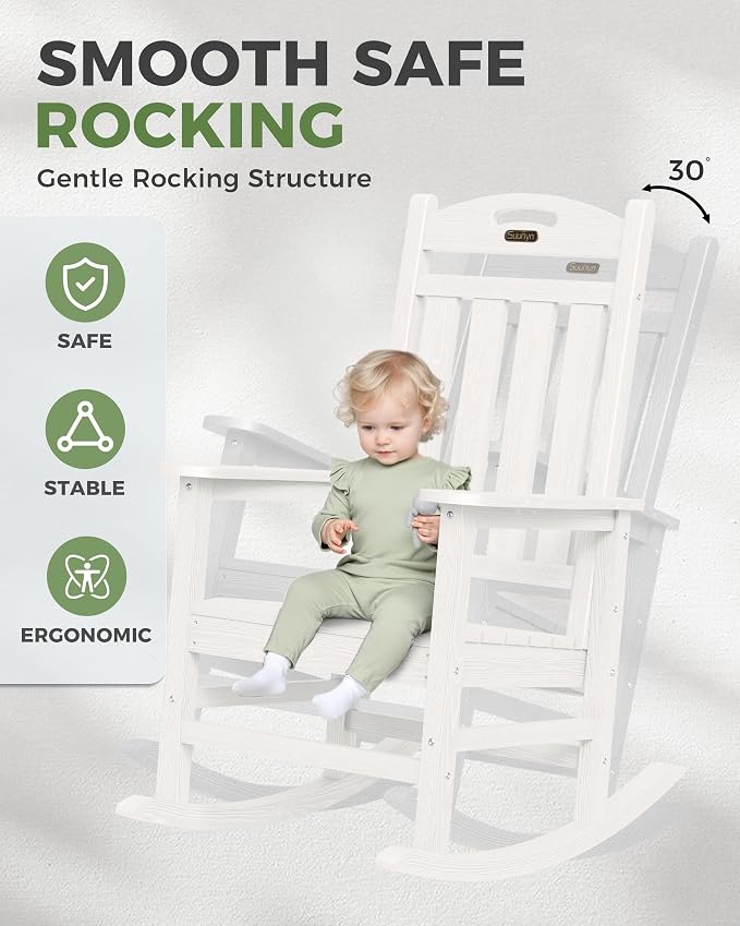 Oversized Outdoor Rocking Chair, High Back Patio Rocking Chair, HDPE All - Image 4
