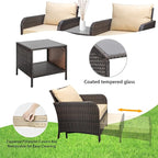LEVELEVE Balcony Furniture 5 Piece Patio Conversation Set, PE Wicker Rattan - Image 5