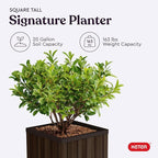 Keter Signature 21.6 Inch Tall Square Large Wood Look Planter - Image 10