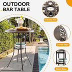 Outdoor Bar Height Table, 31.5" Round Cast Aluminum Patio Pub Table - Image 4