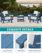 SERWALL Outdoor Patio Furniture Set, 5 Piece HDPE Patio Conversation Sets - Image 4