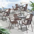VINGLI PE Rattan Outdoor Dining Chairs Set of 4, Plastic Stackable Patio Chairs - Image 8