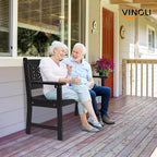 VINGLI 47" Outdoor Wood Bench, All Weather Outdoor Wooden Patio Garden Bench - Image 7